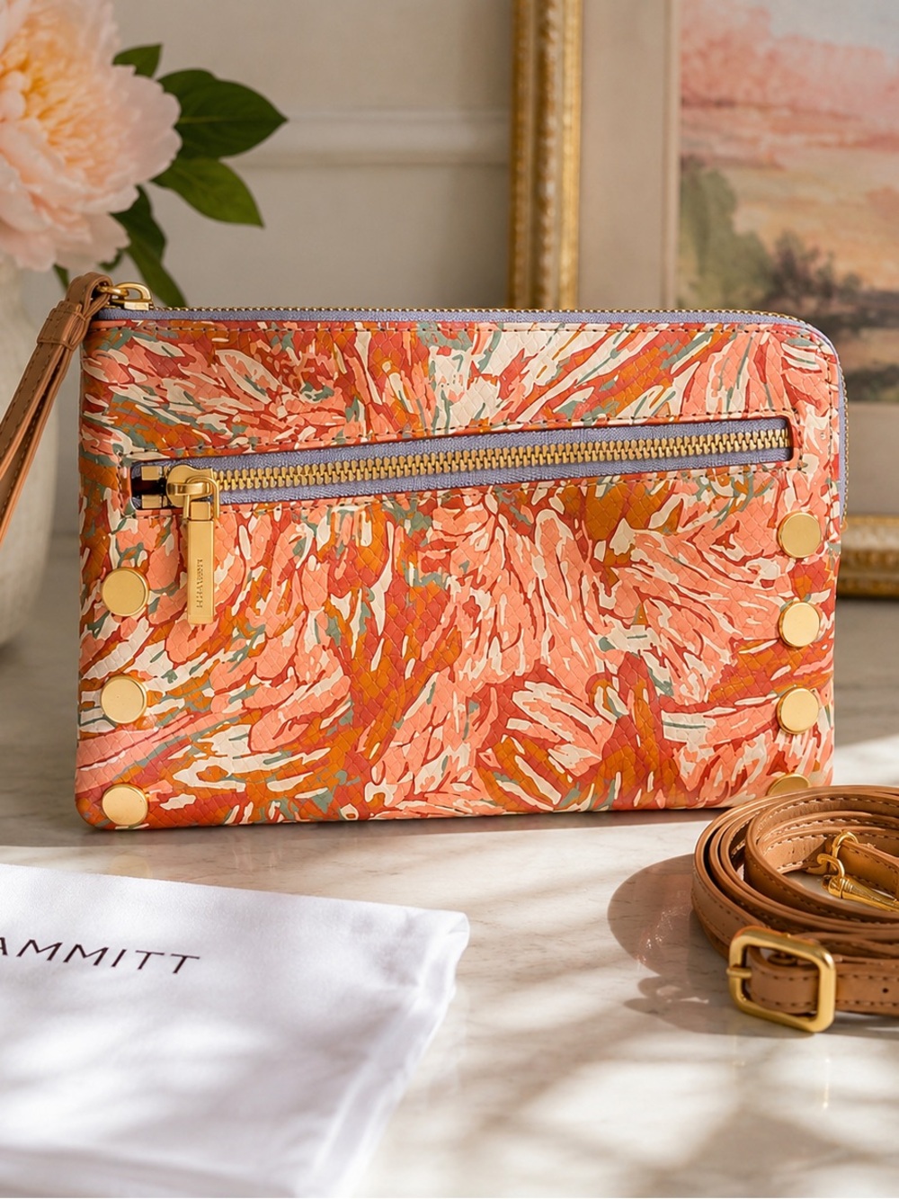 NWT Hammitt Nash SML Garden Party Brushed Gold Leather Crossbody Bag - Picture 3 of 15